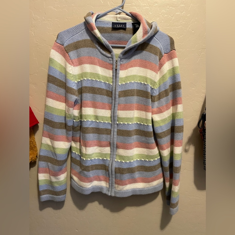 Crazy Horse, A Liz Claiborne Collection, Hooded Zip up Sweater, multicolored